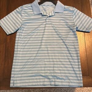 Southern Tide Blue and White Striped Polo Shirt
